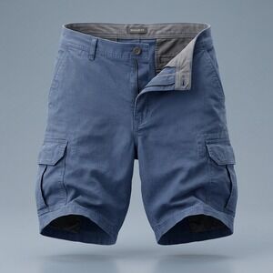 Chaps Cargo Shorts Mens 36 Stretch Cotton Blue Solid Regular Fit Modern